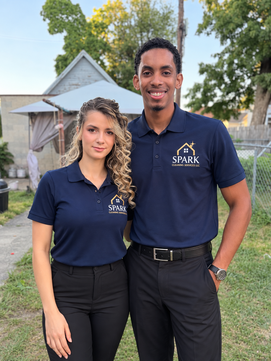 Graziely and her husband, owners of Spark Cleaning Services LLC
